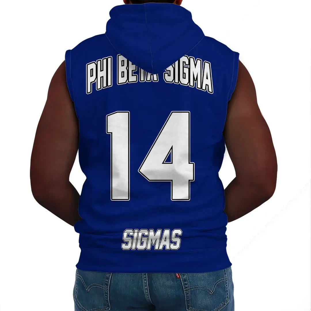 Fraternity Hoodie - Personalized Phi Beta Sigma Blue Sleeveless Hoodie