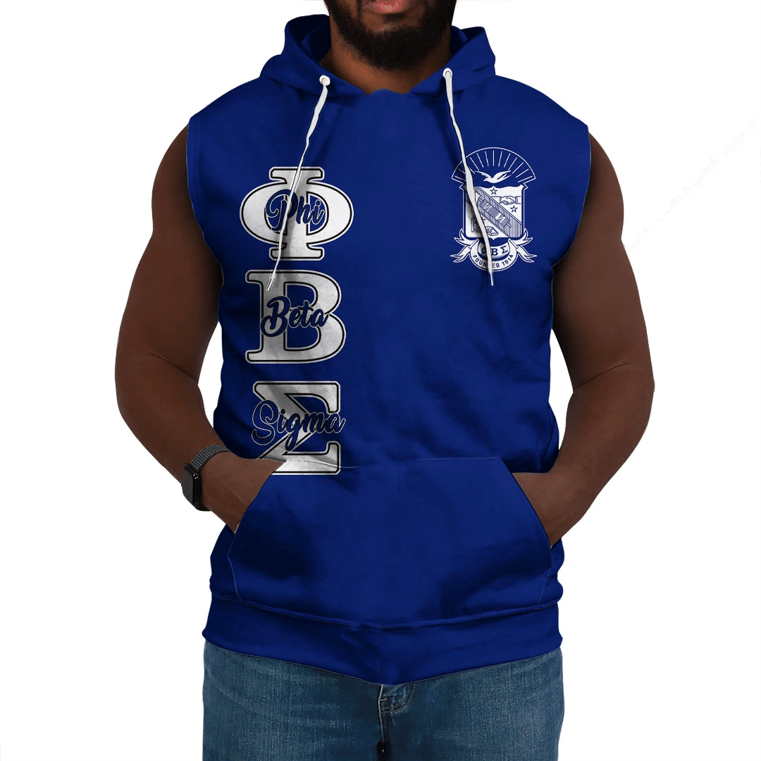 Fraternity Hoodie - Personalized Phi Beta Sigma Blue Sleeveless Hoodie