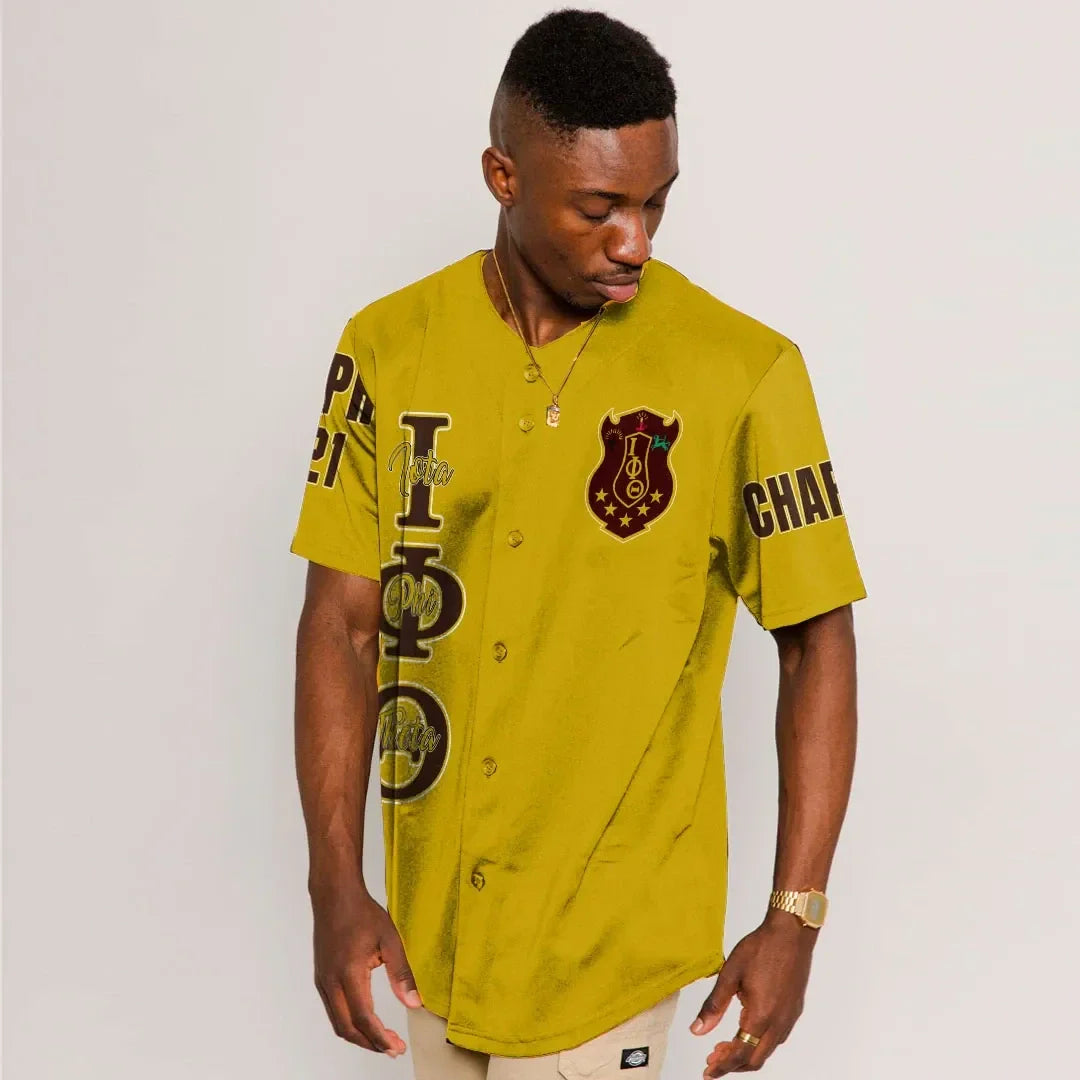 Fraternity Baseball Jersey - Personalized Iota Phi Theta Gold Baseball Jersey
