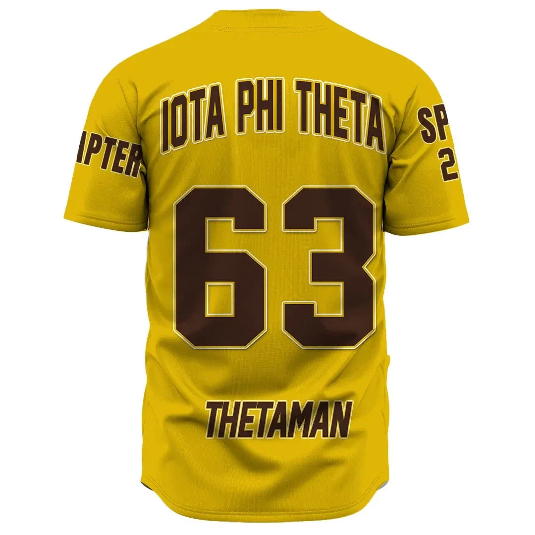 Fraternity Baseball Jersey - Personalized Iota Phi Theta Gold Baseball Jersey