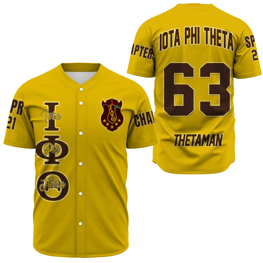 Fraternity Baseball Jersey - Personalized Iota Phi Theta Gold Baseball Jersey