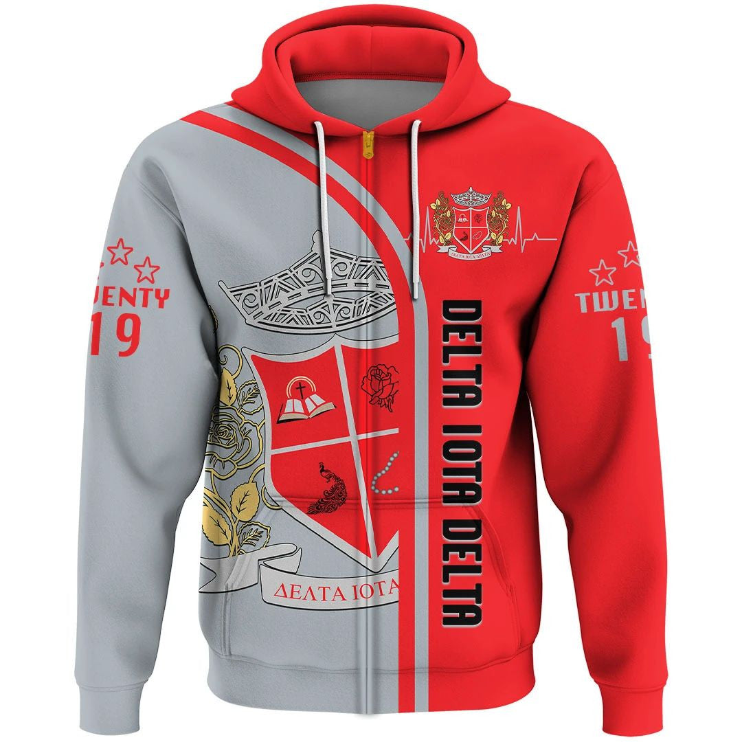 Sorority Hoodie - Personalized Delta Iota Delta In My Heart Zip Hoodie