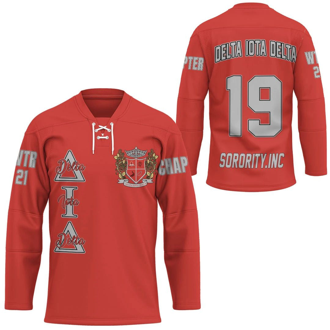 Sorority Hockey Jersey - Personalized Delta Iota Delta Hockey Jersey
