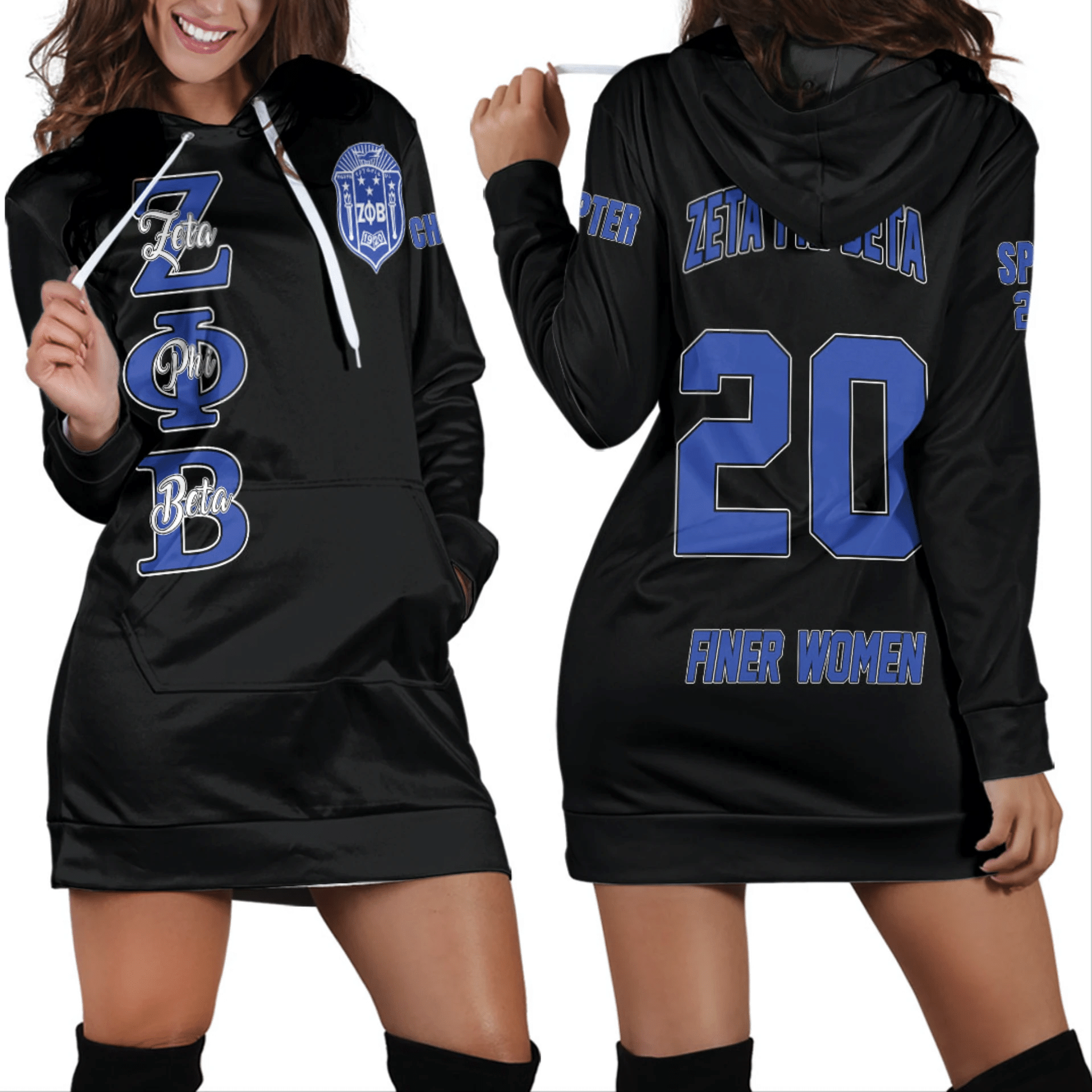 Sorority Dress - Personalized Zeta Phi Beta Hoodie Dress