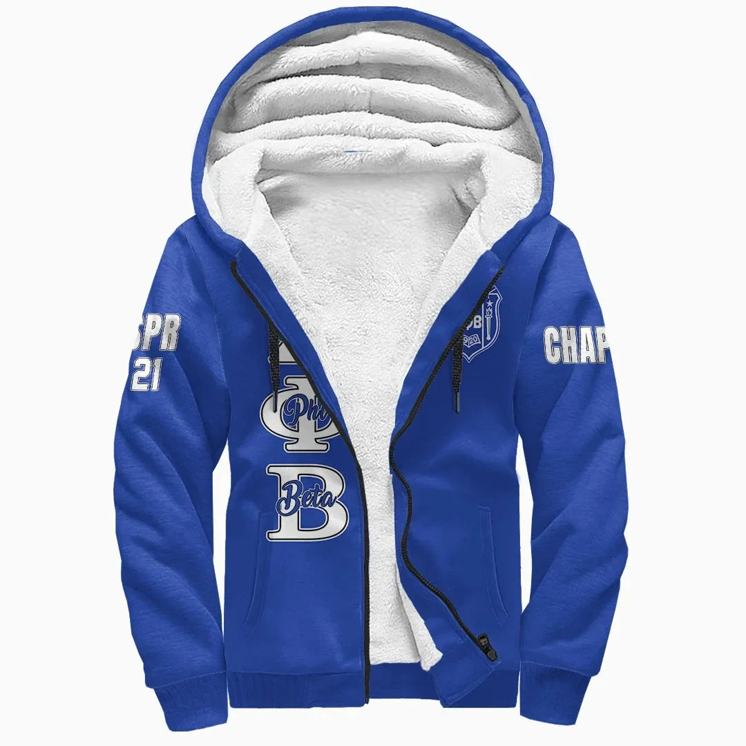 Sorority Hoodie - Personalized Zeta Phi Beta Blue Sherpa Hoodie