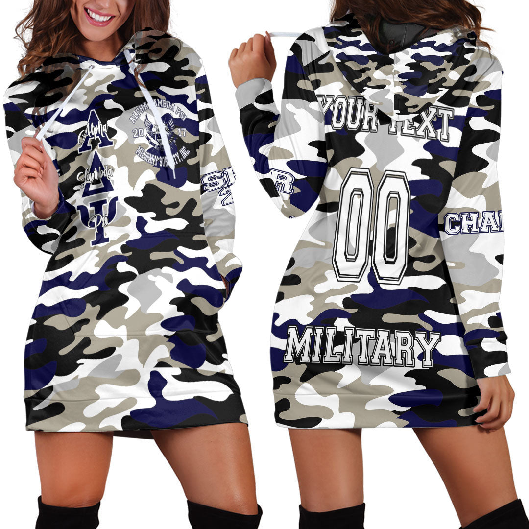 Sorority Hoodie Dress - (Custom) Alpha Lambda Psi  Camo Hoodie Dress