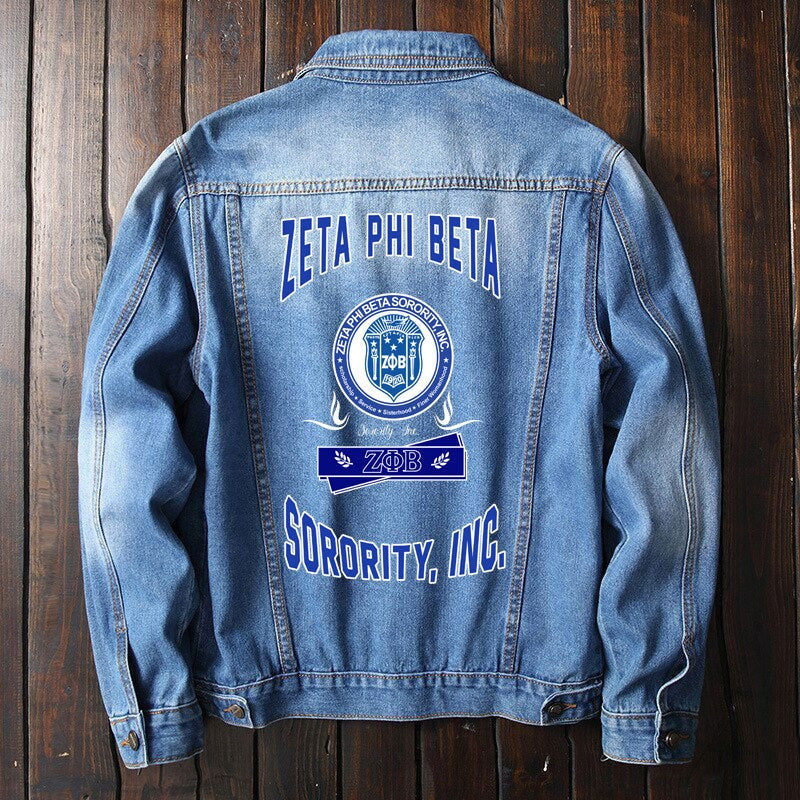 Sorority Jacket - Zeta Phi Beta Finer Womanhood Denim Jacket
