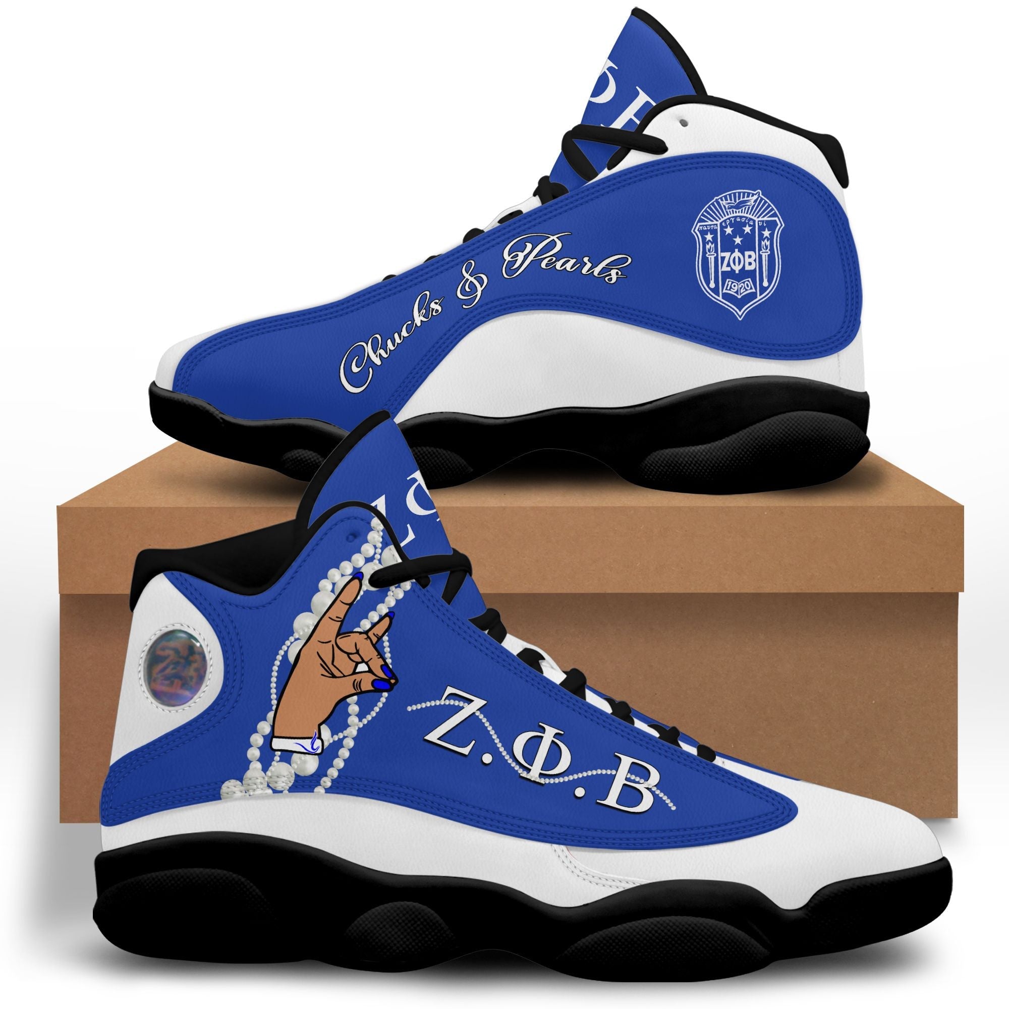 Sorority Footwear - Zeta Phi Beta Chucks & Pearls Sneakers J.13