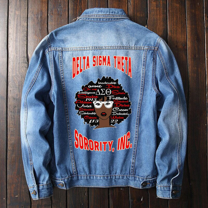 Sorority Jacket - Delta Sigma Theta Dashiki Denim Jacket