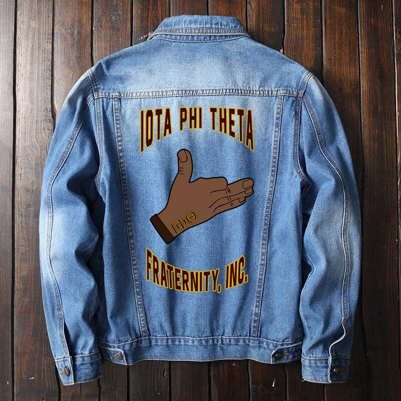 Fraternity Jacket - Iota Phi Theta Handsign Denim Jacket