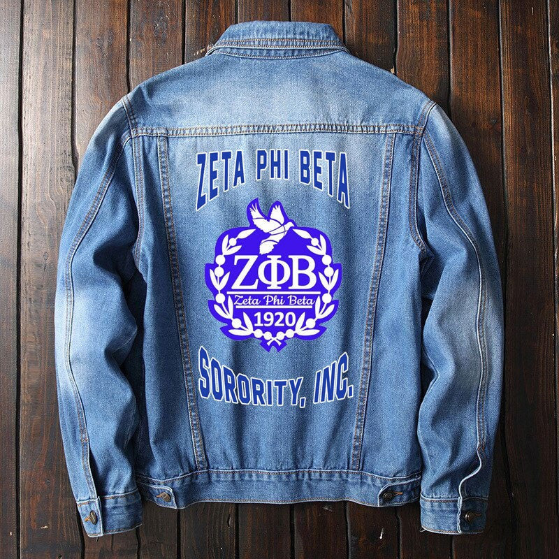 Sorority Jacket - Zeta Phi Beta 1920 Dove Denim Jacket