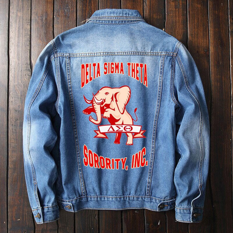 Sorority Jacket - Delta Sigma Theta Elephant Denim Jacket