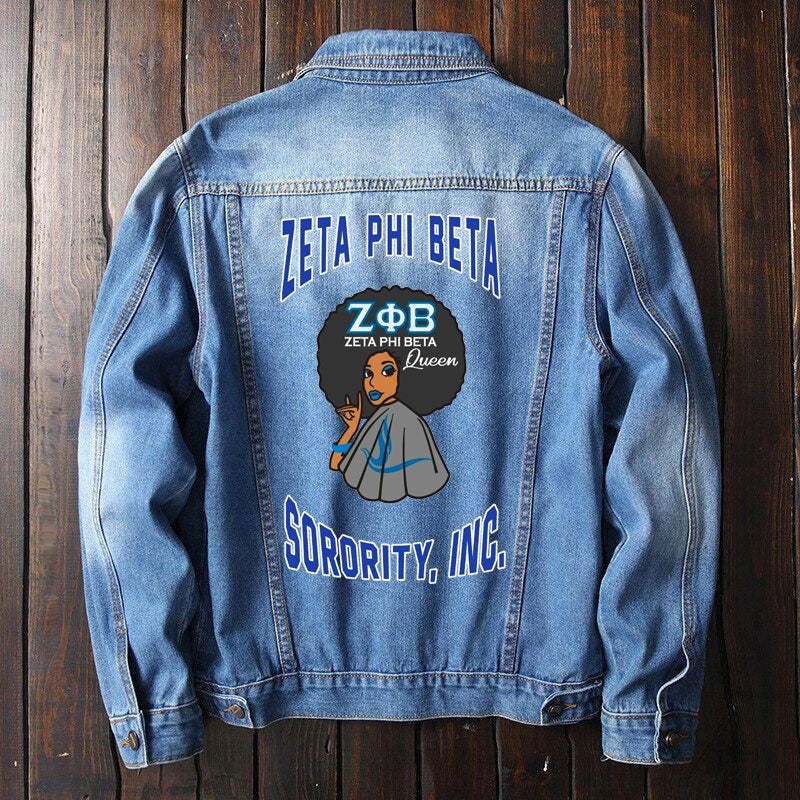 Sorority Jacket - Zeta Phi Beta Queen Denim Jacket