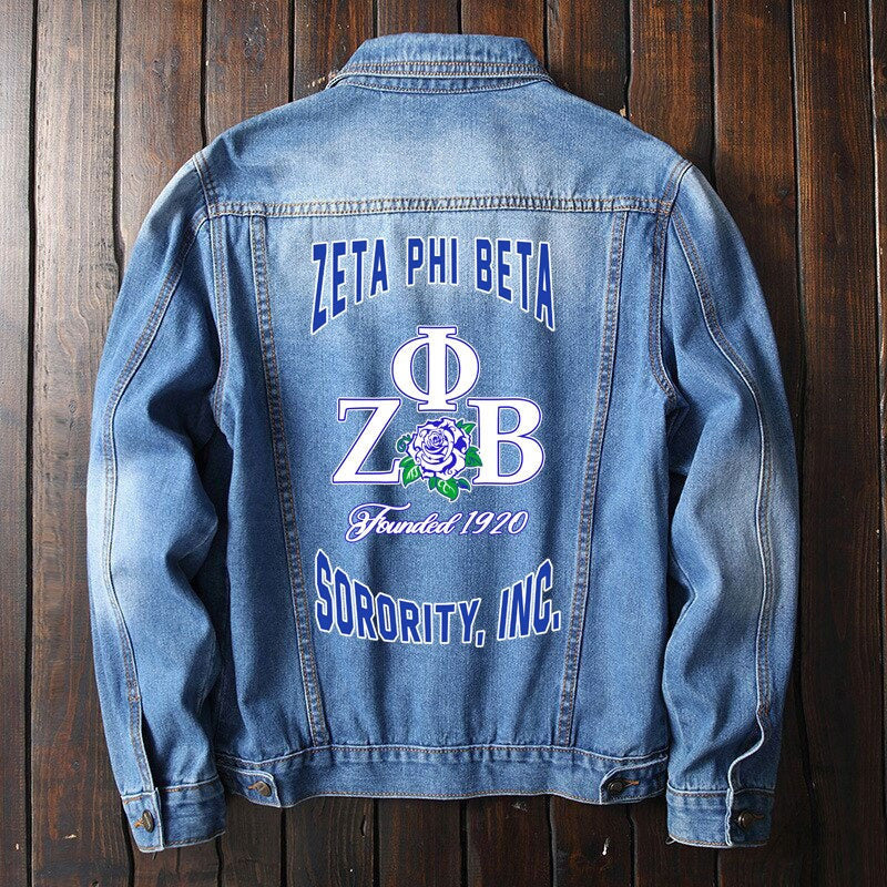 Sorority Jacket - Zeta Phi Beta Letter Denim Jacket