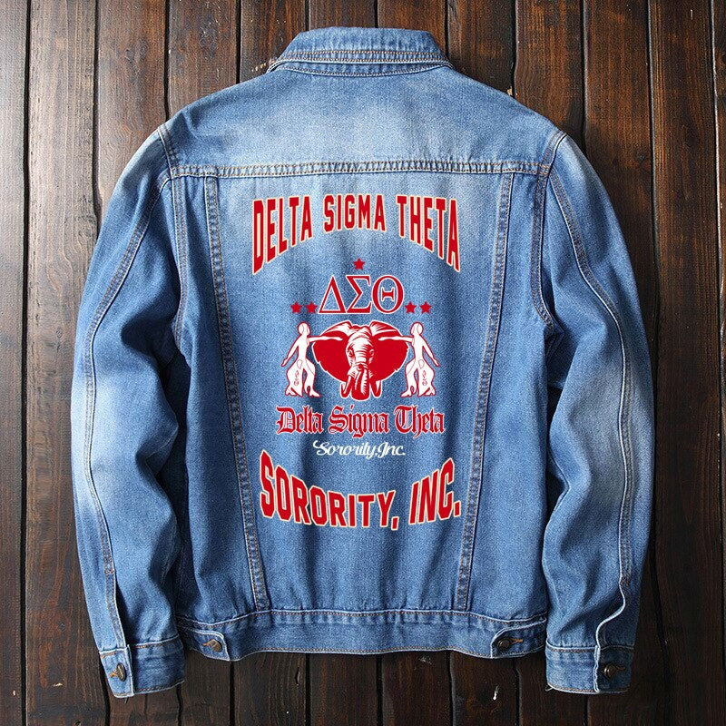 Sorority Jacket - Delta Sigma Theta Elephant Girl Denim Jacket