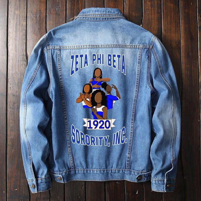 Sorority Jacket - Zeta Phi Beta Sisterhood Denim Jacket