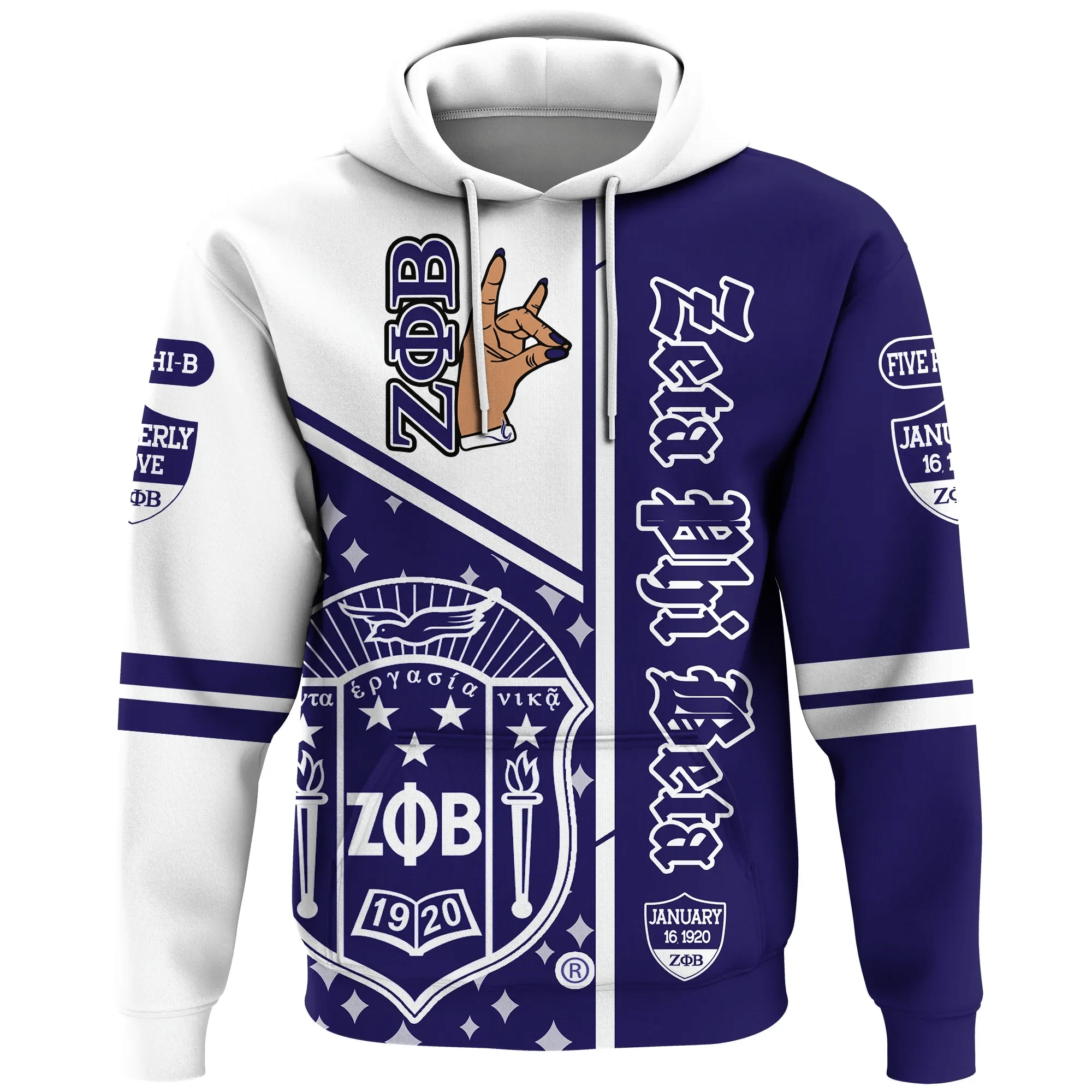 Sorority Hoodie - Zeta Phi Beta Hand Sign Hoodie