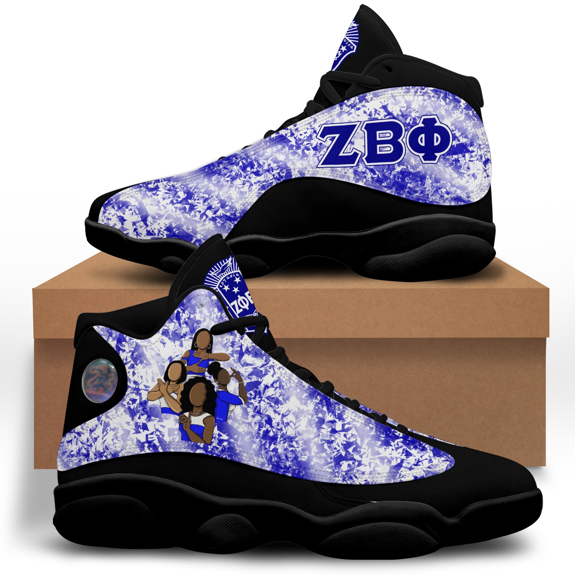 Sorority Footwear - Zeta Phi Beta Diamond Pattern Sneakers J.13