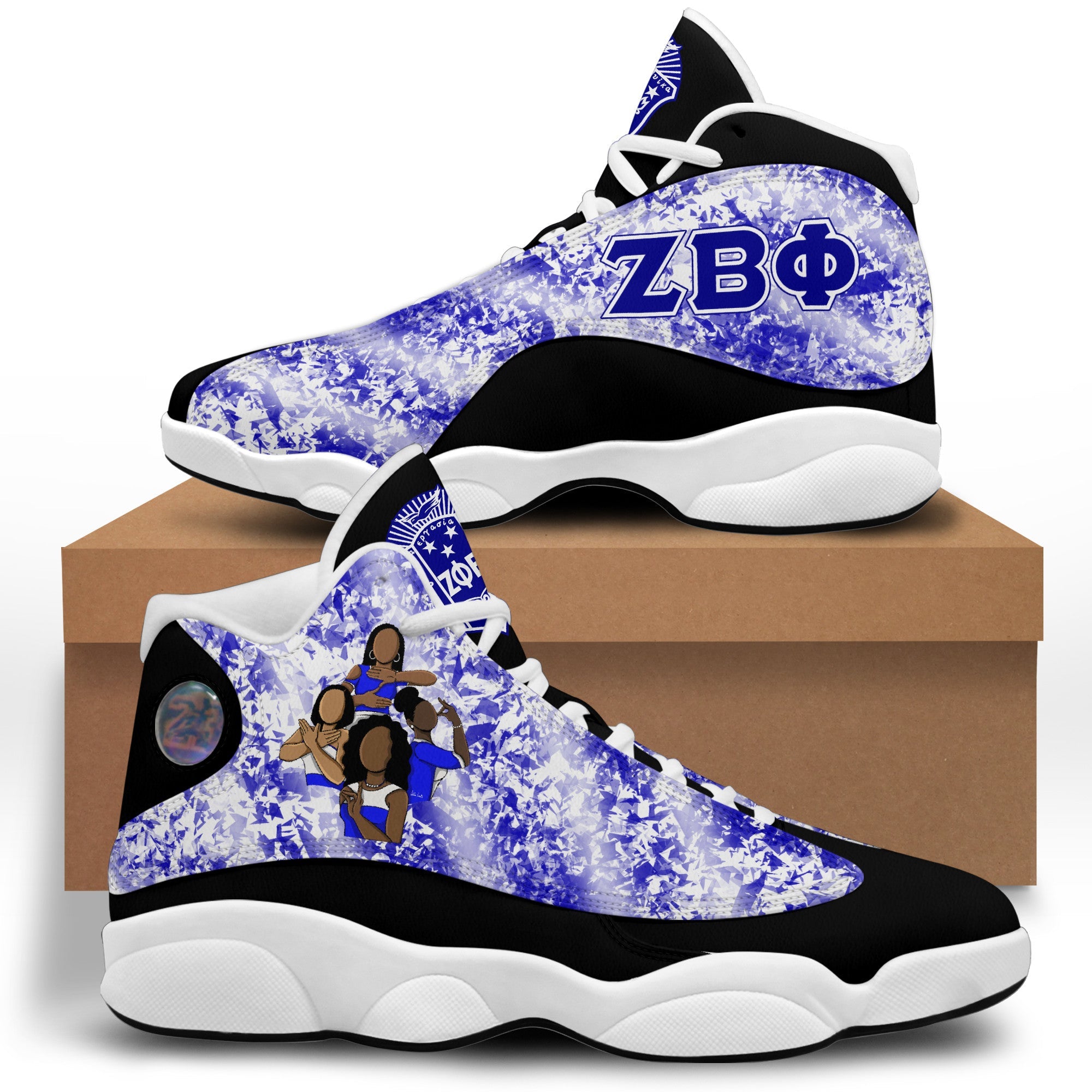 Sorority Footwear - Zeta Phi Beta Diamond Pattern Sneakers J.13
