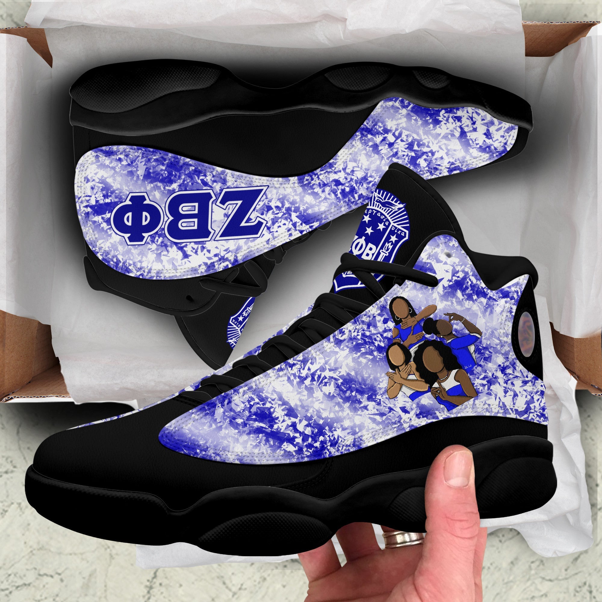 Sorority Footwear - Zeta Phi Beta Diamond Pattern Sneakers J.13