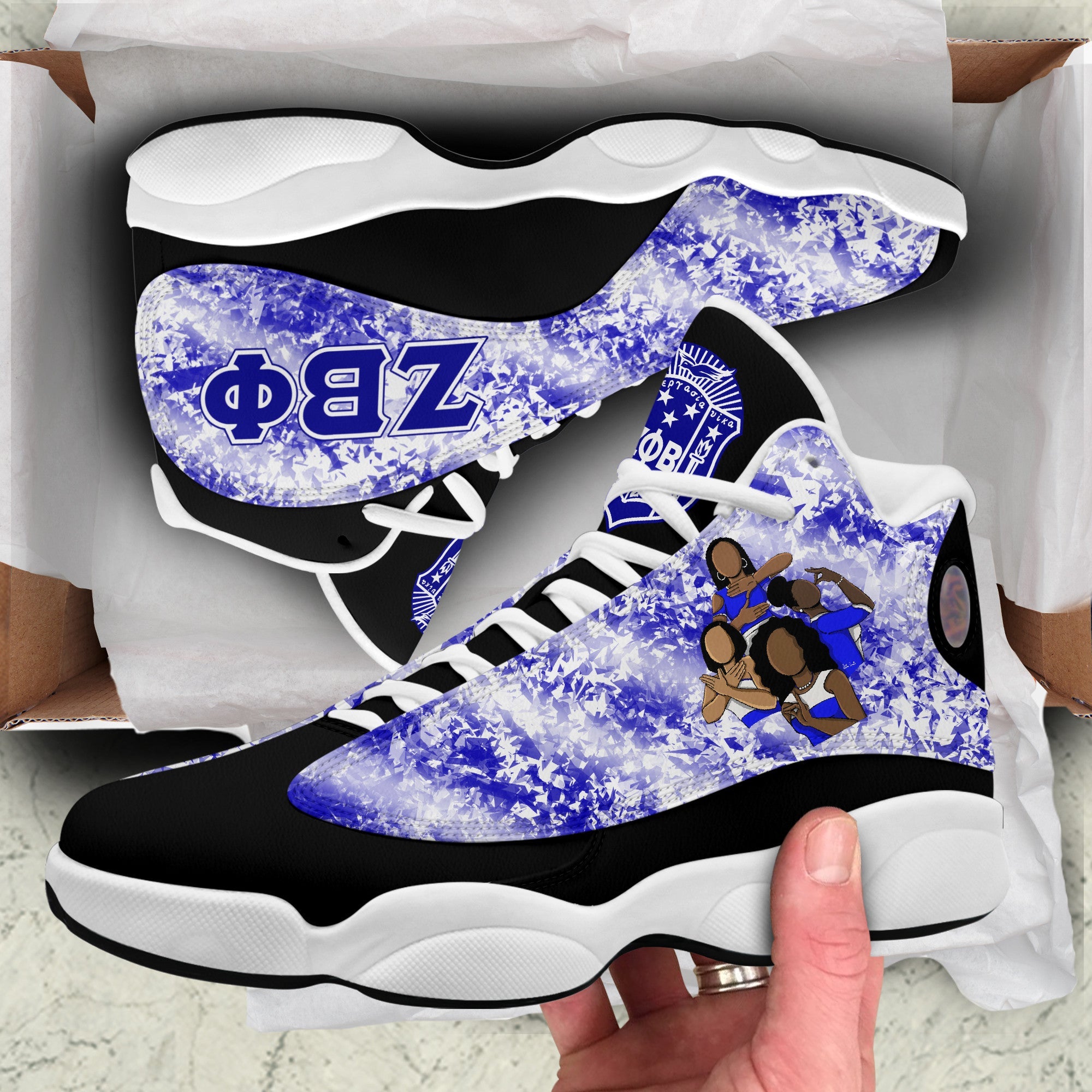 Sorority Footwear - Zeta Phi Beta Diamond Pattern Sneakers J.13