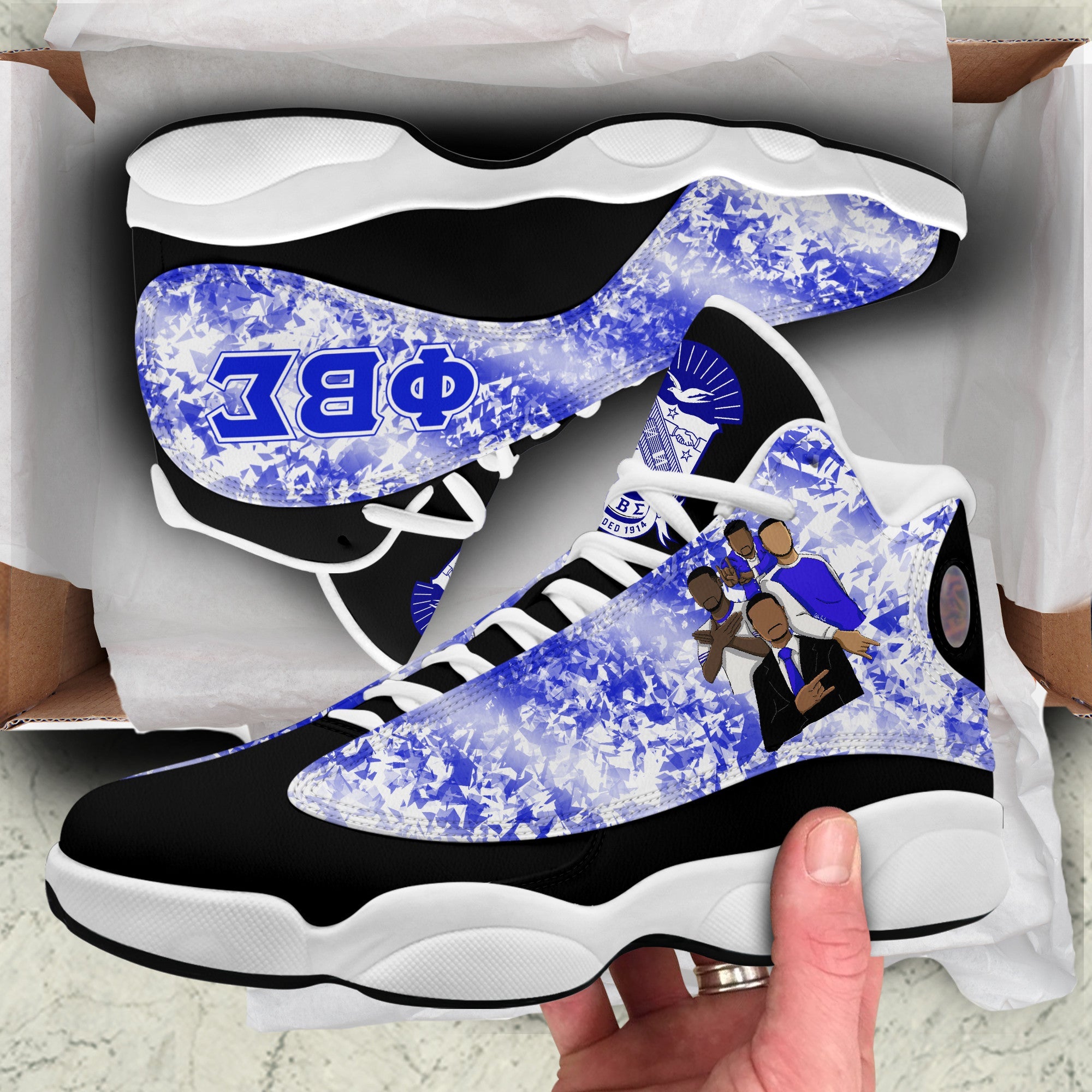 Fraternity Footwear - Phi Beta Sigma Diamond Pattern Sneakers J.13