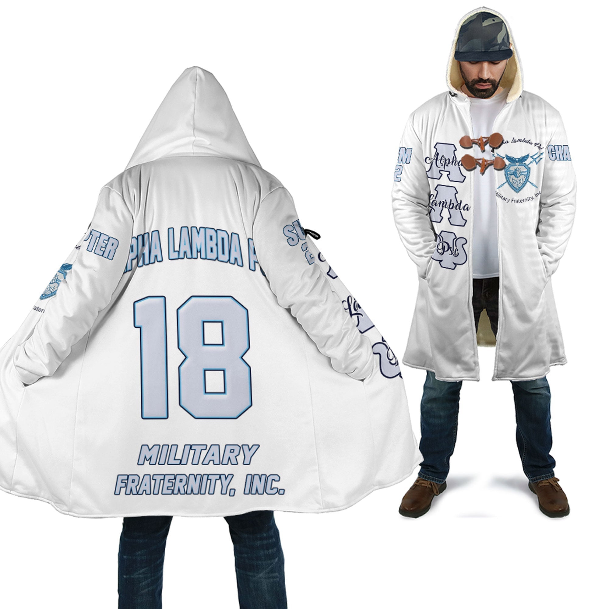 Fraternity Cloak - (Custom) Alpha Lambda Psi (White) Cloak