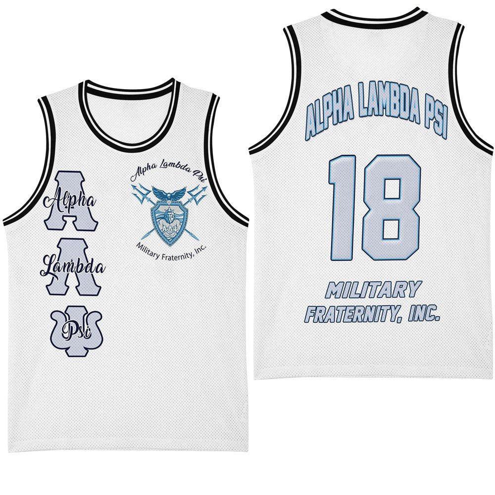 Fraternity Basket Jersey - (Custom) Alpha Lambda Psi (White) Basketball Jersey