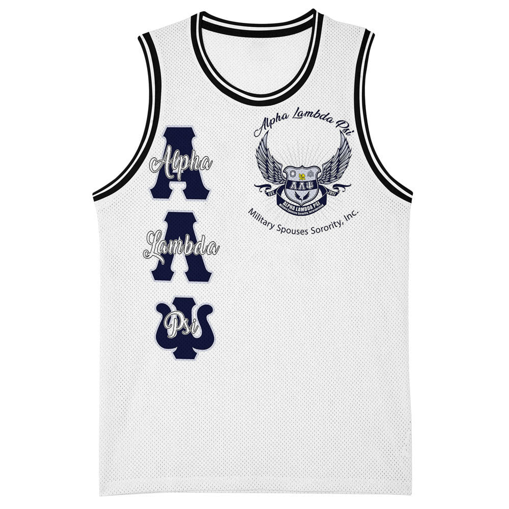 Sorority Basket Jersey - (Custom) Alpha Lambda Psi Spouses (White) Basketball Jersey