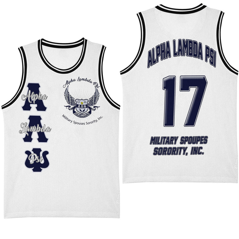 Sorority Basket Jersey - (Custom) Alpha Lambda Psi Spouses (White) Basketball Jersey