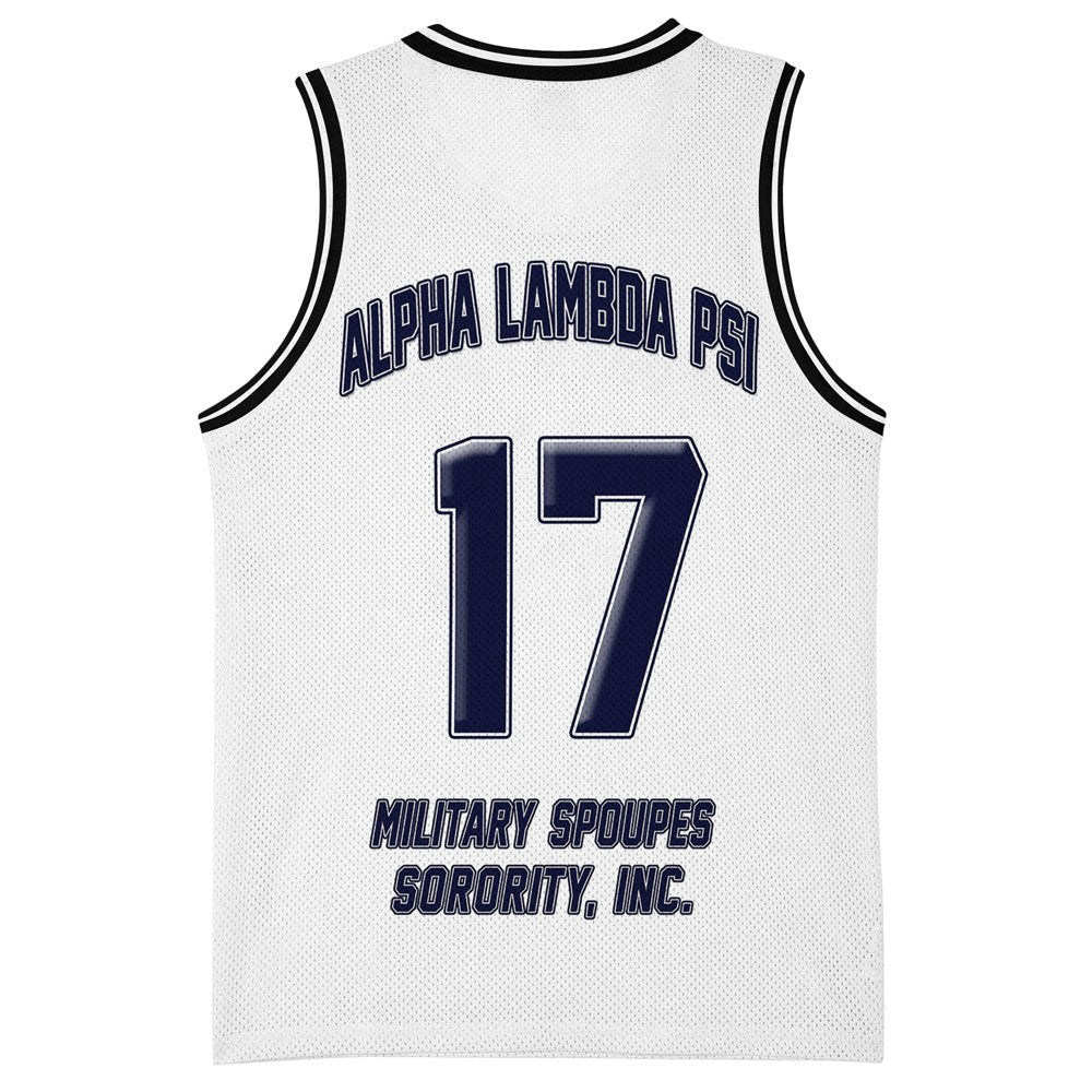 Sorority Basket Jersey - (Custom) Alpha Lambda Psi Spouses (White) Basketball Jersey