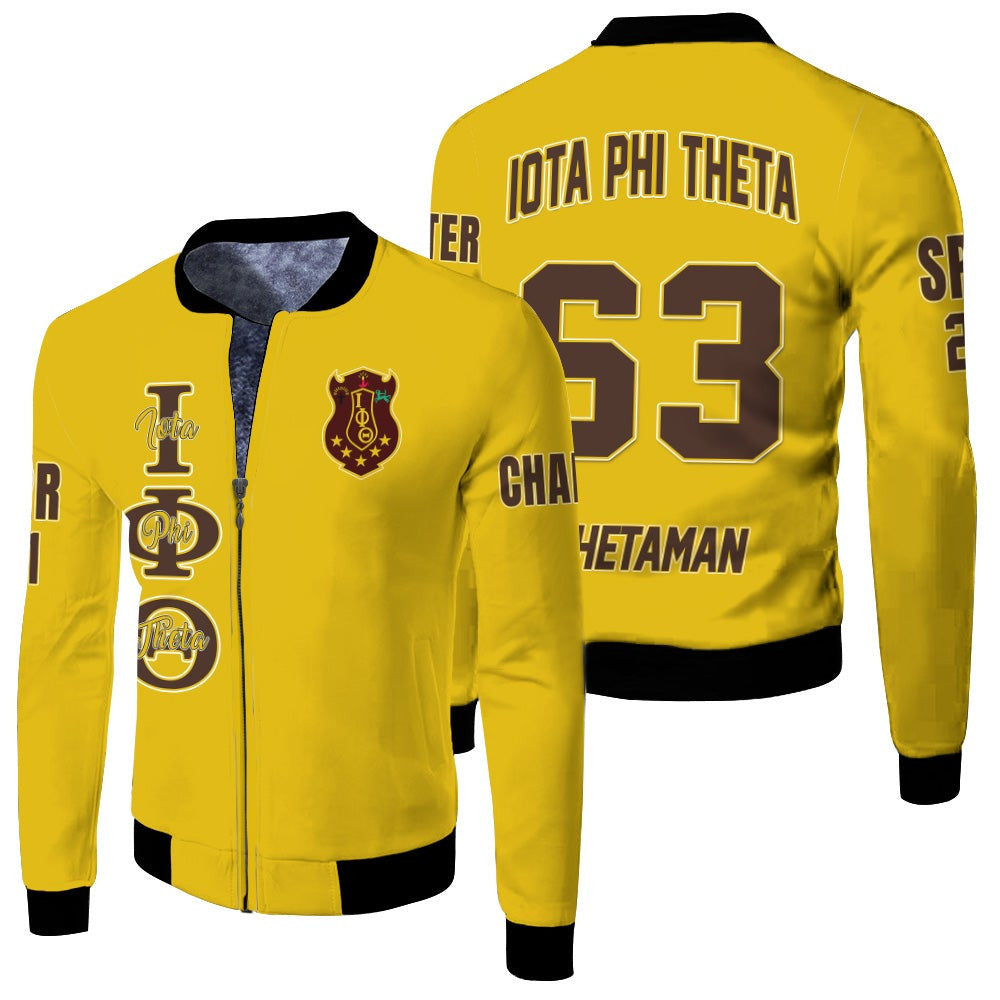 (Custom) Fraternity Jacket - Iota Phi Theta (Gold) Fleece Winter Jacket