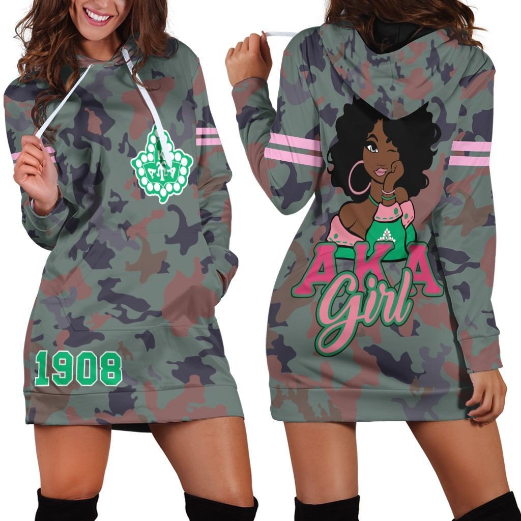Sorority Hoodie - Military AKA Girl Hoodie Dress