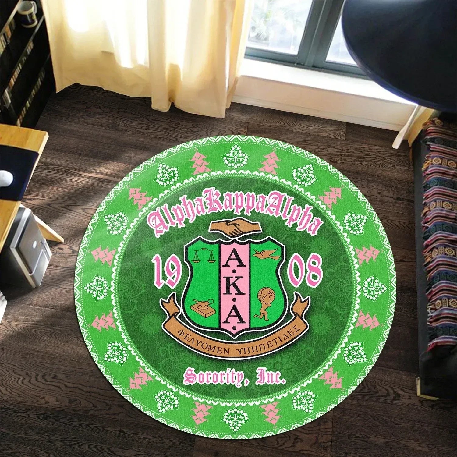 Sorority Carpet - Shield Of AKA Ivy League Round Carpet