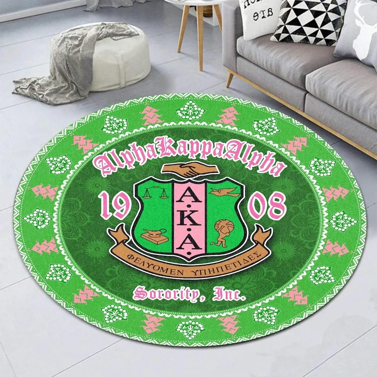 Sorority Carpet - Shield Of AKA Ivy League Round Carpet