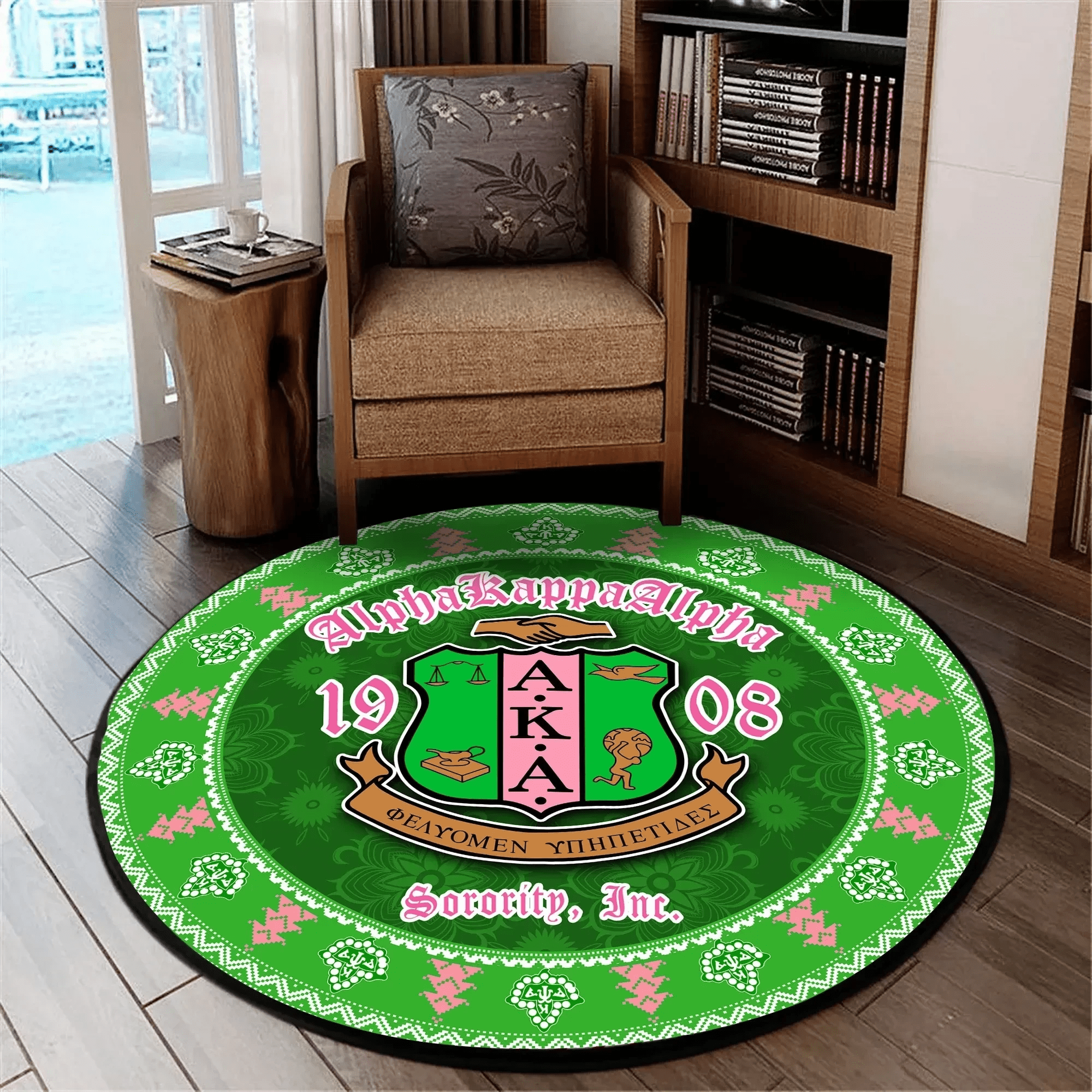 Sorority Carpet - Shield Of AKA Ivy League Round Carpet