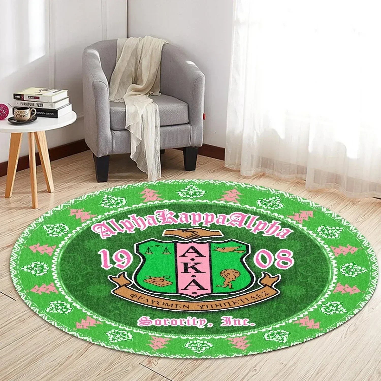 Sorority Carpet - Shield Of AKA Ivy League Round Carpet