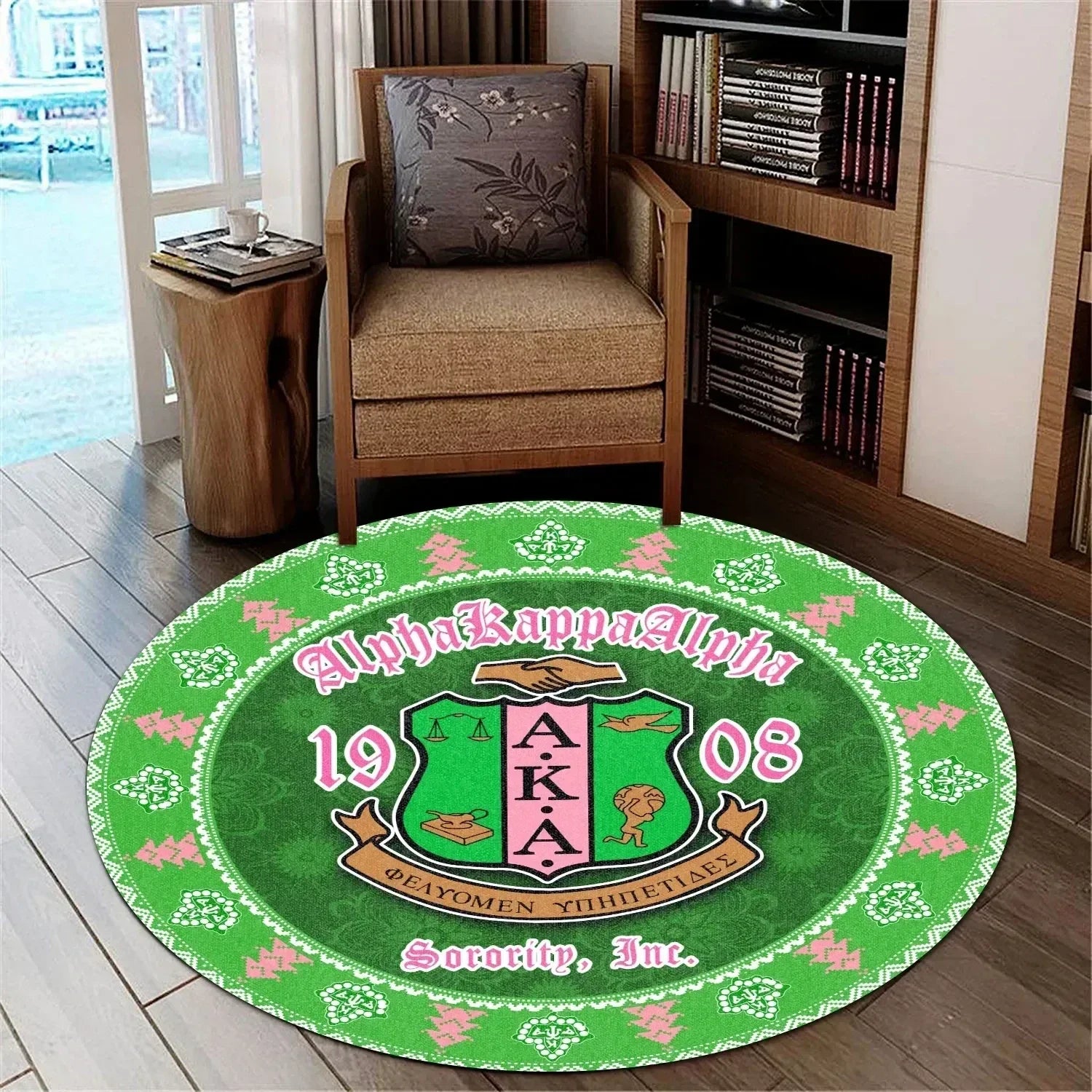 Sorority Carpet - Shield Of AKA Ivy League Round Carpet