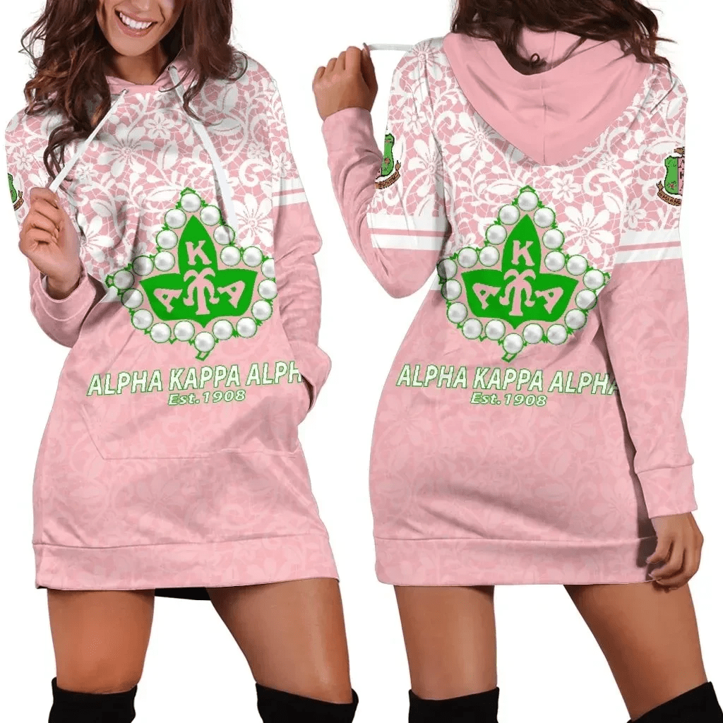 Sorority Hoodie - AKA Flower Lace Hoodie Dress