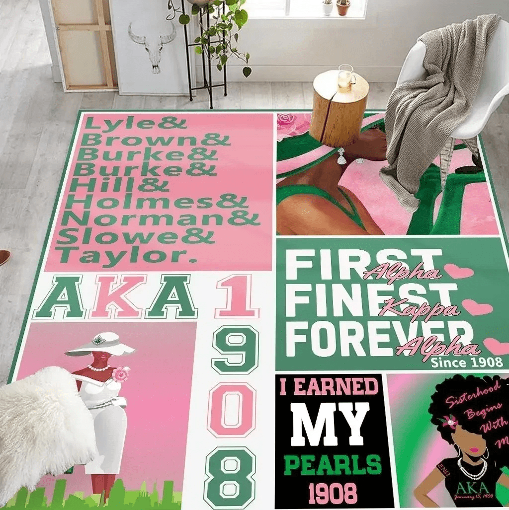 Sorority Rug - I Earned My Pearls 1908 AKA Area Rug
