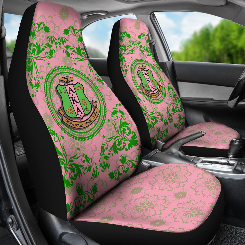 Sorority Car Seat Covers - AKA Floaral Pattern Car Seat Covers