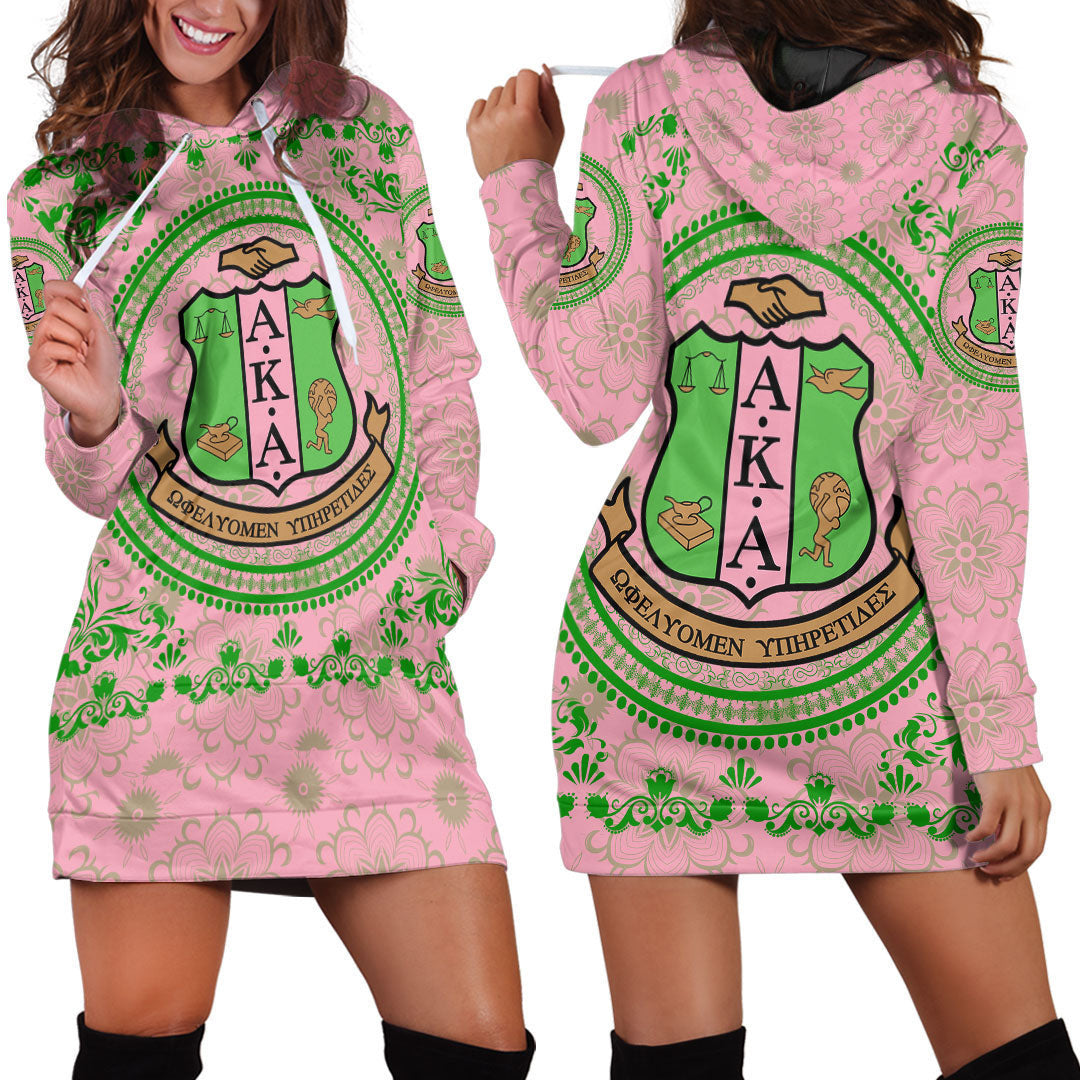 Sorority Hoodie - AKA Floral Pattern Hoodie Dress