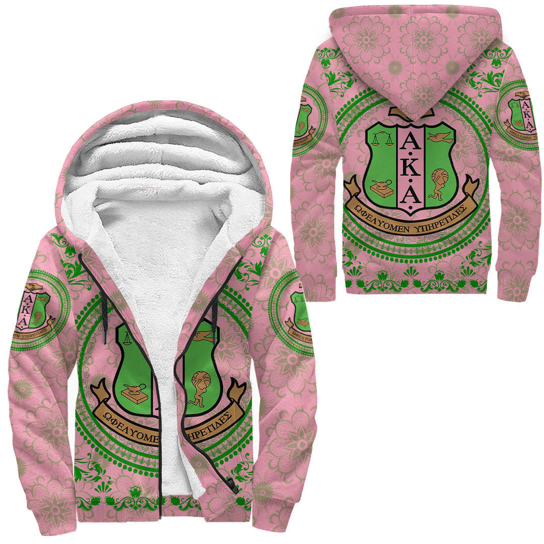 Sorority Hoodie - AKA Floral Pattern Sherpa Hoodies