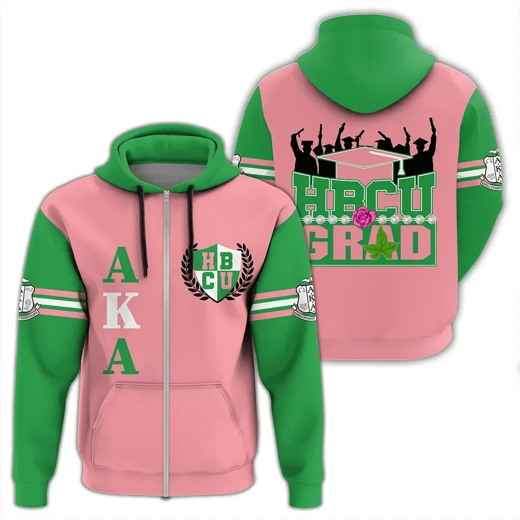 Sorority Hoodie - AKA HBCU Graduation Zip Hoodie