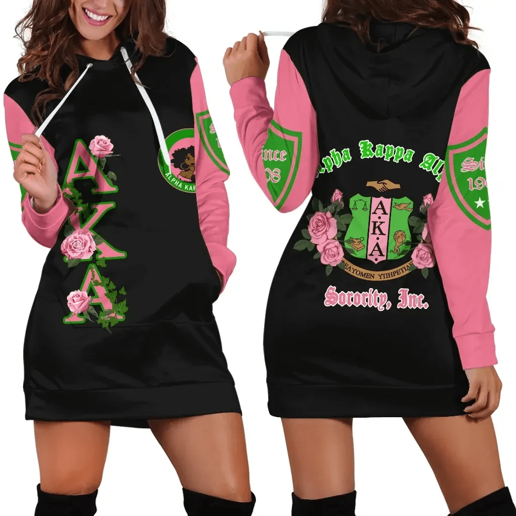 Sorority Hoodie - AKA Pink Rose Hoodie Dress