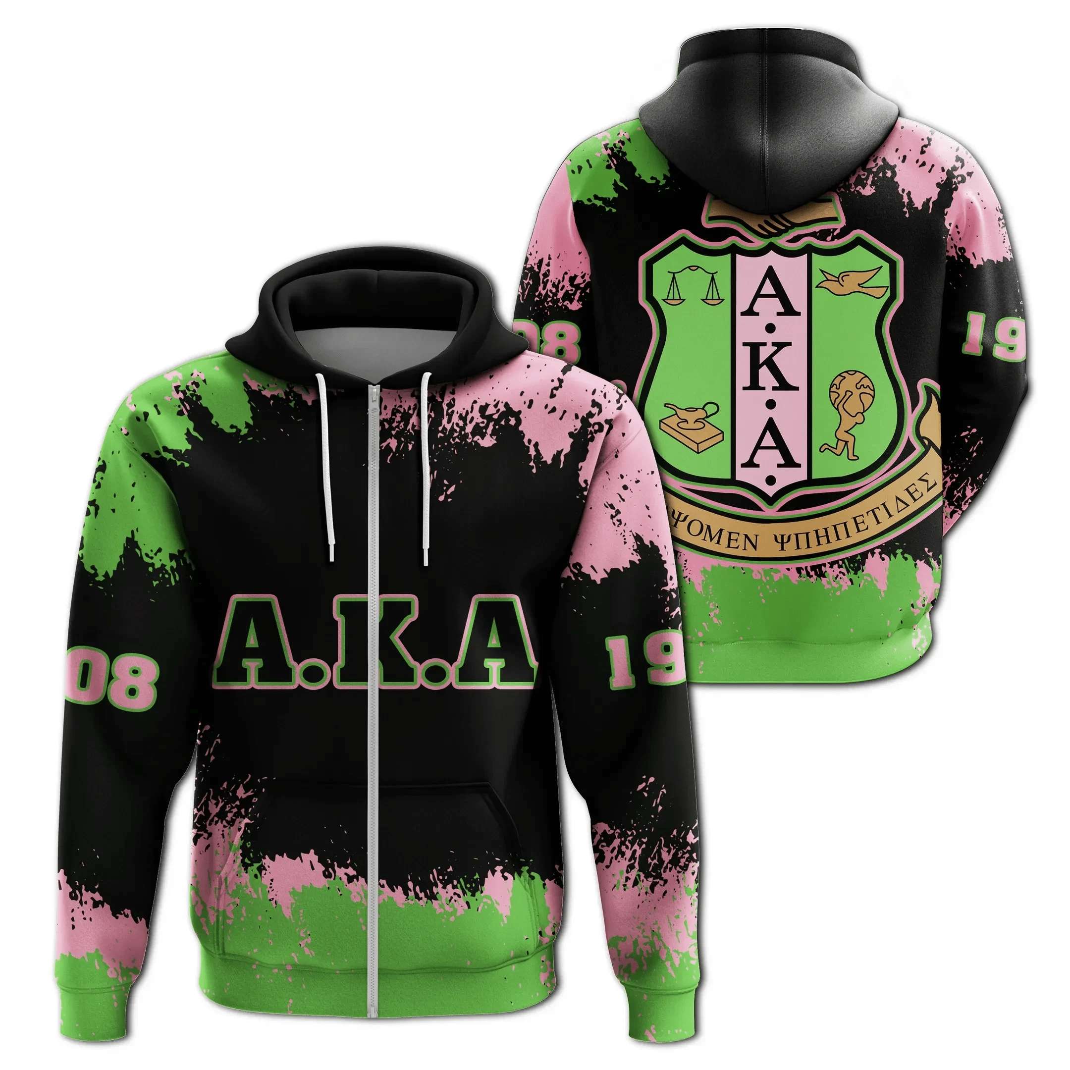Sorority Hoodie - AKA Zip Hoodie Face Style