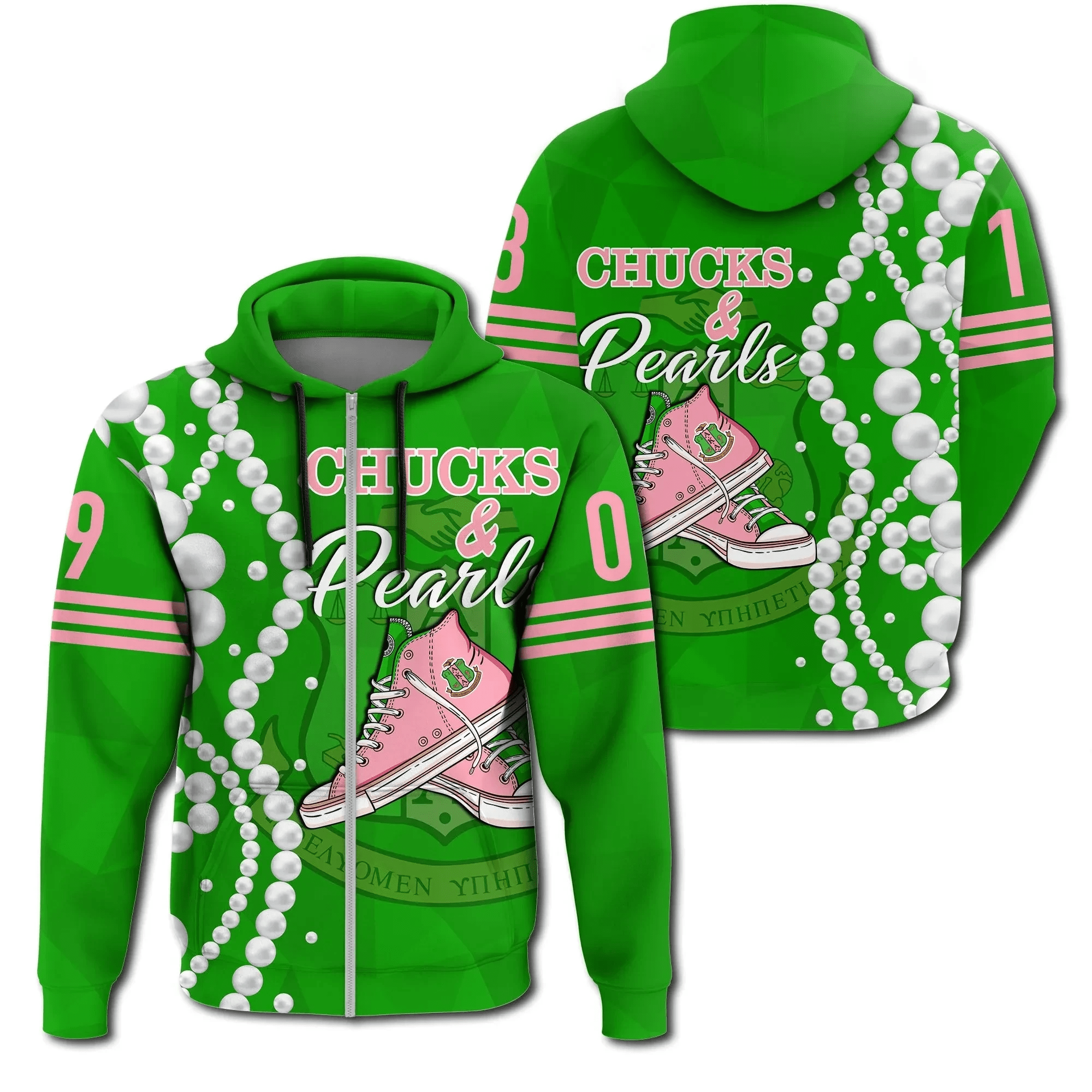 Sorority Hoodie - AKA K.H Pearls Zip Hoodie