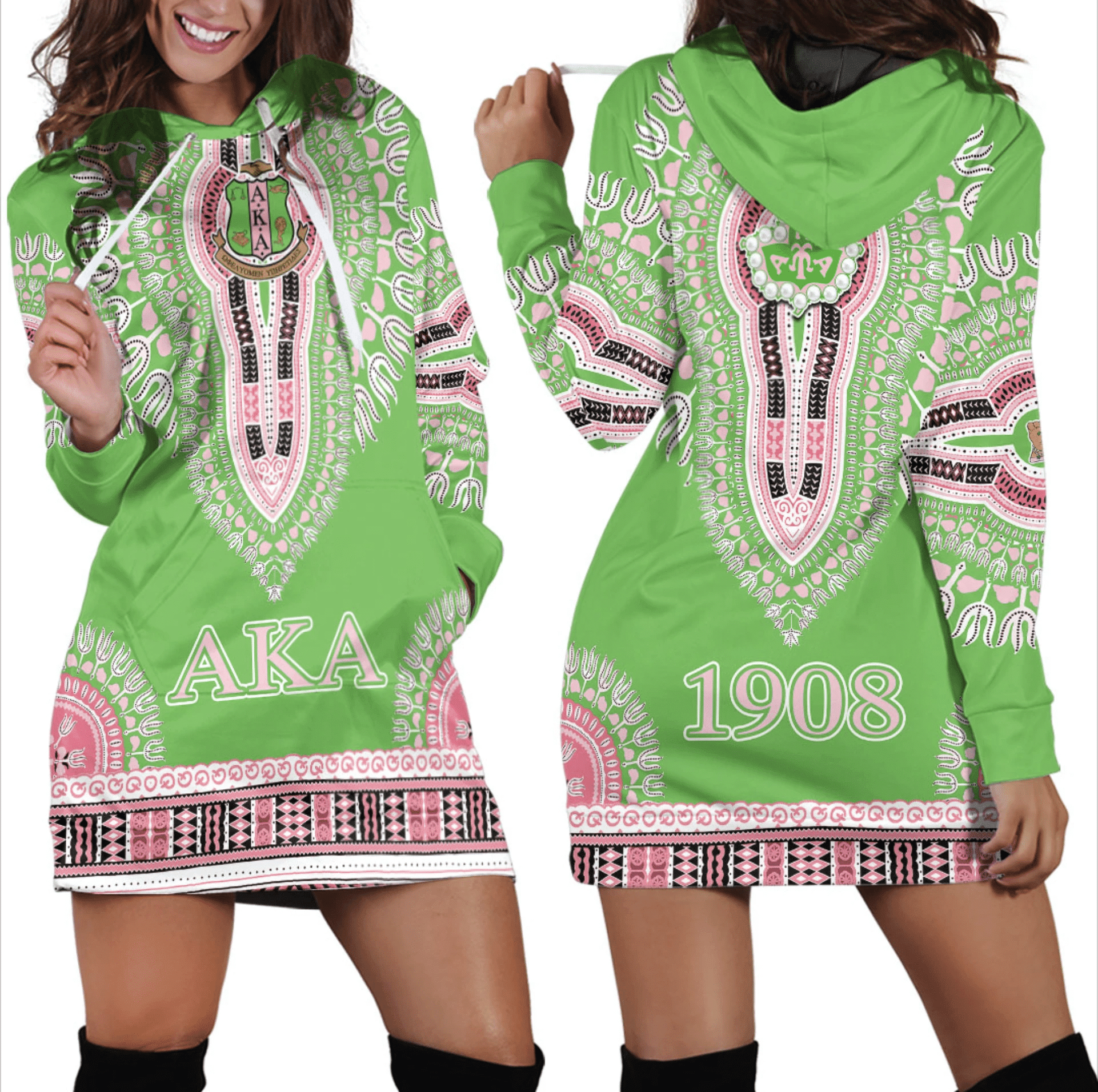 Sorority Hoodie - AKA Dashiki Hoodie Dress