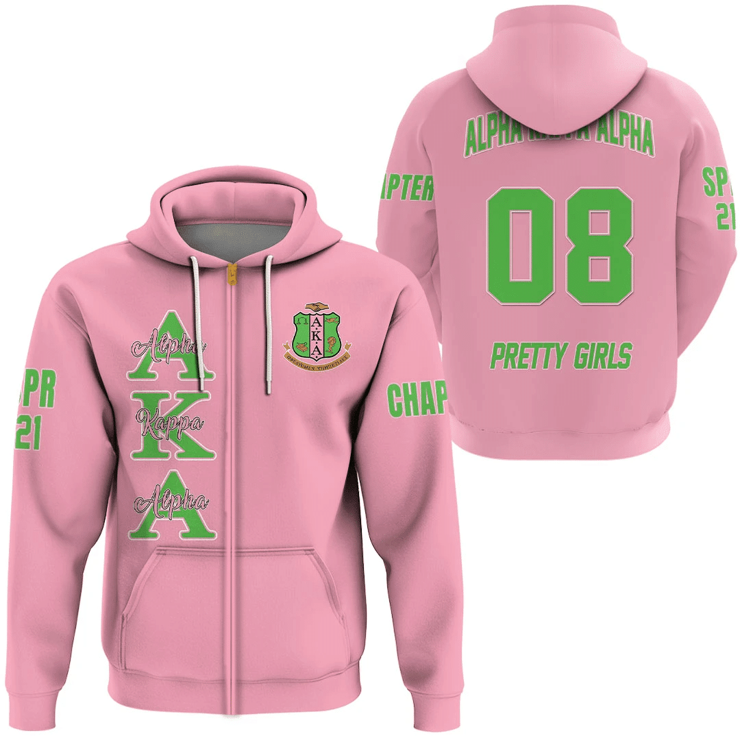 Sorority Hoodie - Custom AKA Pink Zip Hoodie