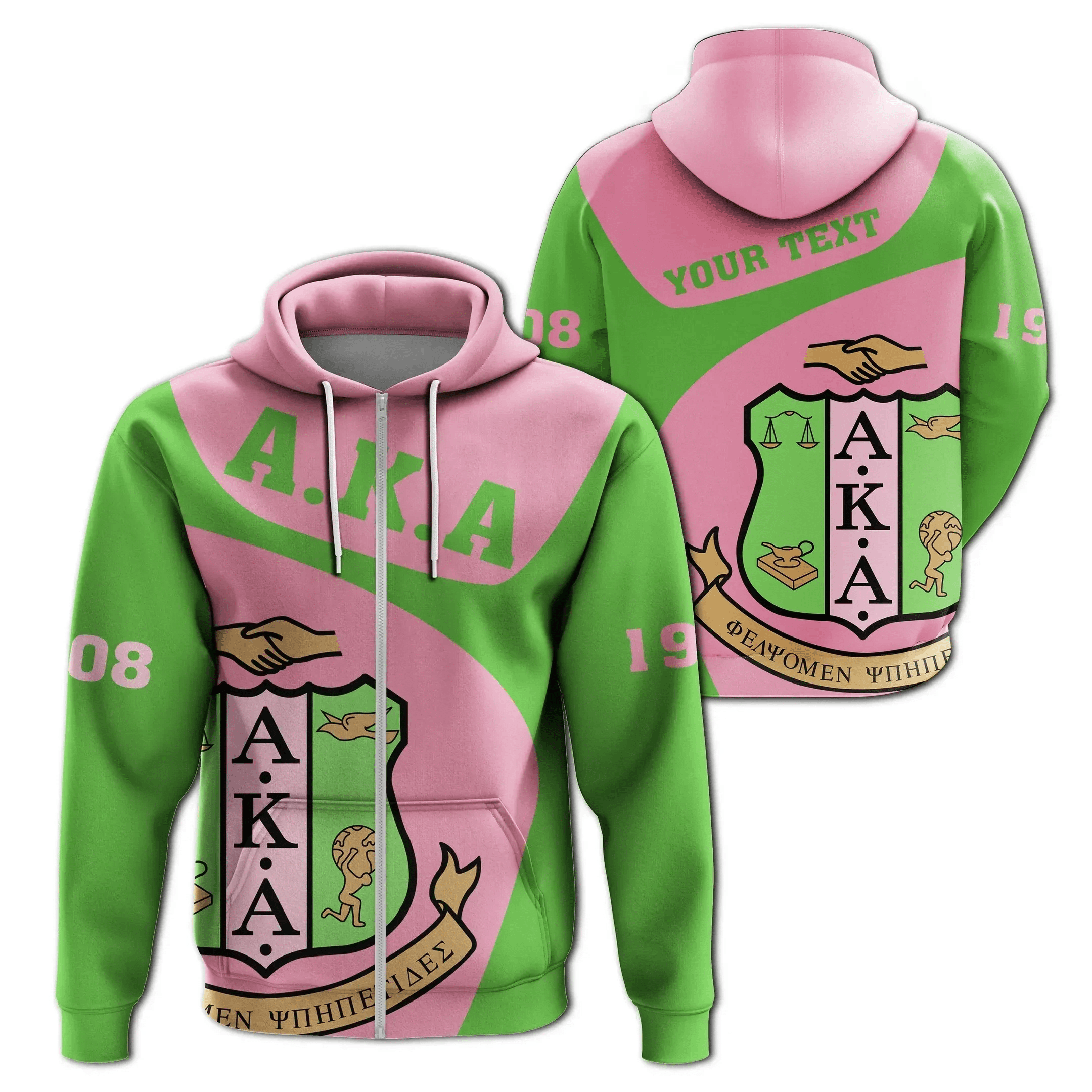 Sorority Hoodie - Personalised AKA Zip Hoodie Use Style